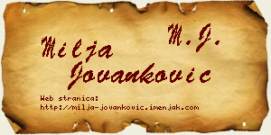 Milja Jovanković vizit kartica